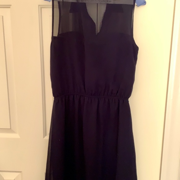 AQUA Bloomingdales Navy Sleeveless Shirt Dress - Picture 3 of 4